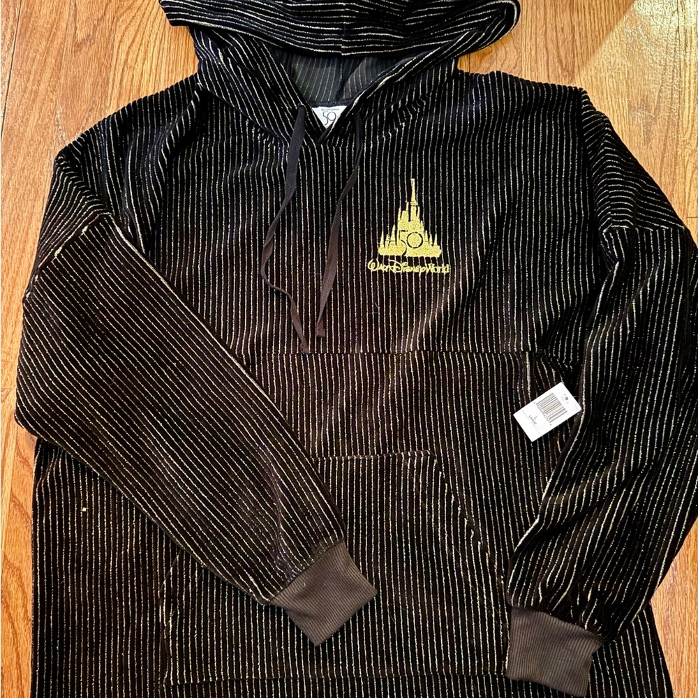 Disney Park Large 50th Anniversary Spirit Jersey Black Gold Castle Hoodie